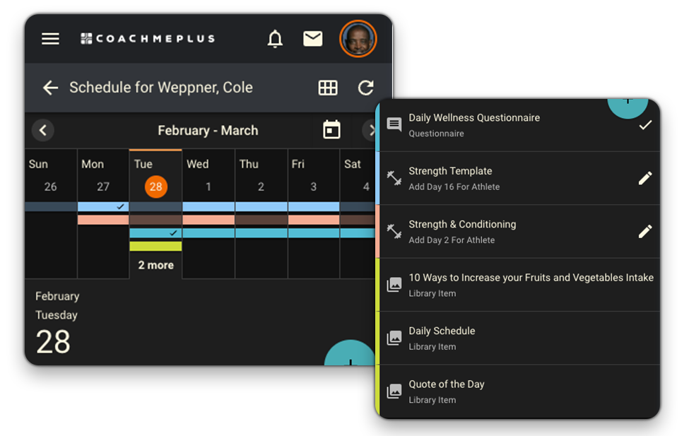Coach scheduling in CoachMePlus